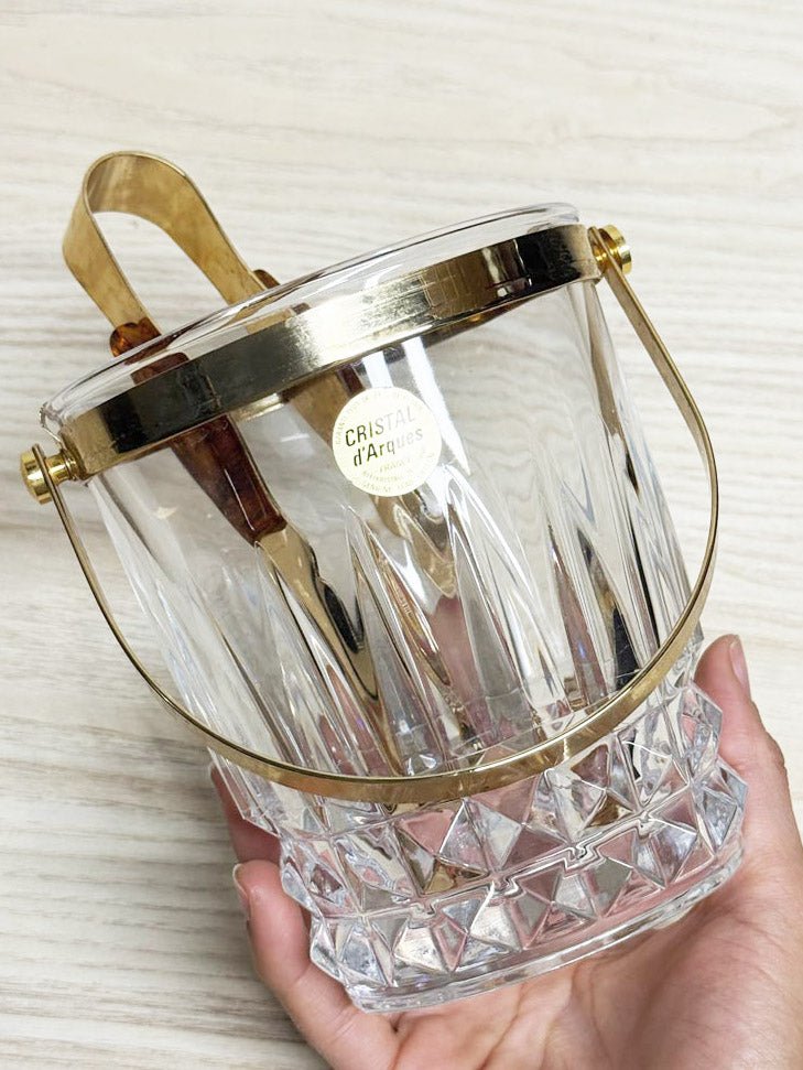 vintage crystal d'arques crystal ice bucket + tongs set | made in France - good market thrift store