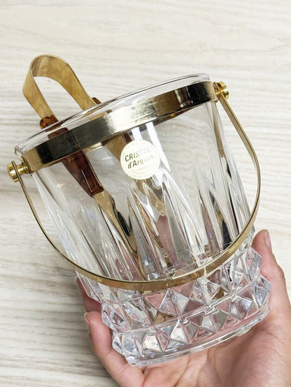 vintage crystal d'arques crystal ice bucket + tongs set | made in France - good market thrift store