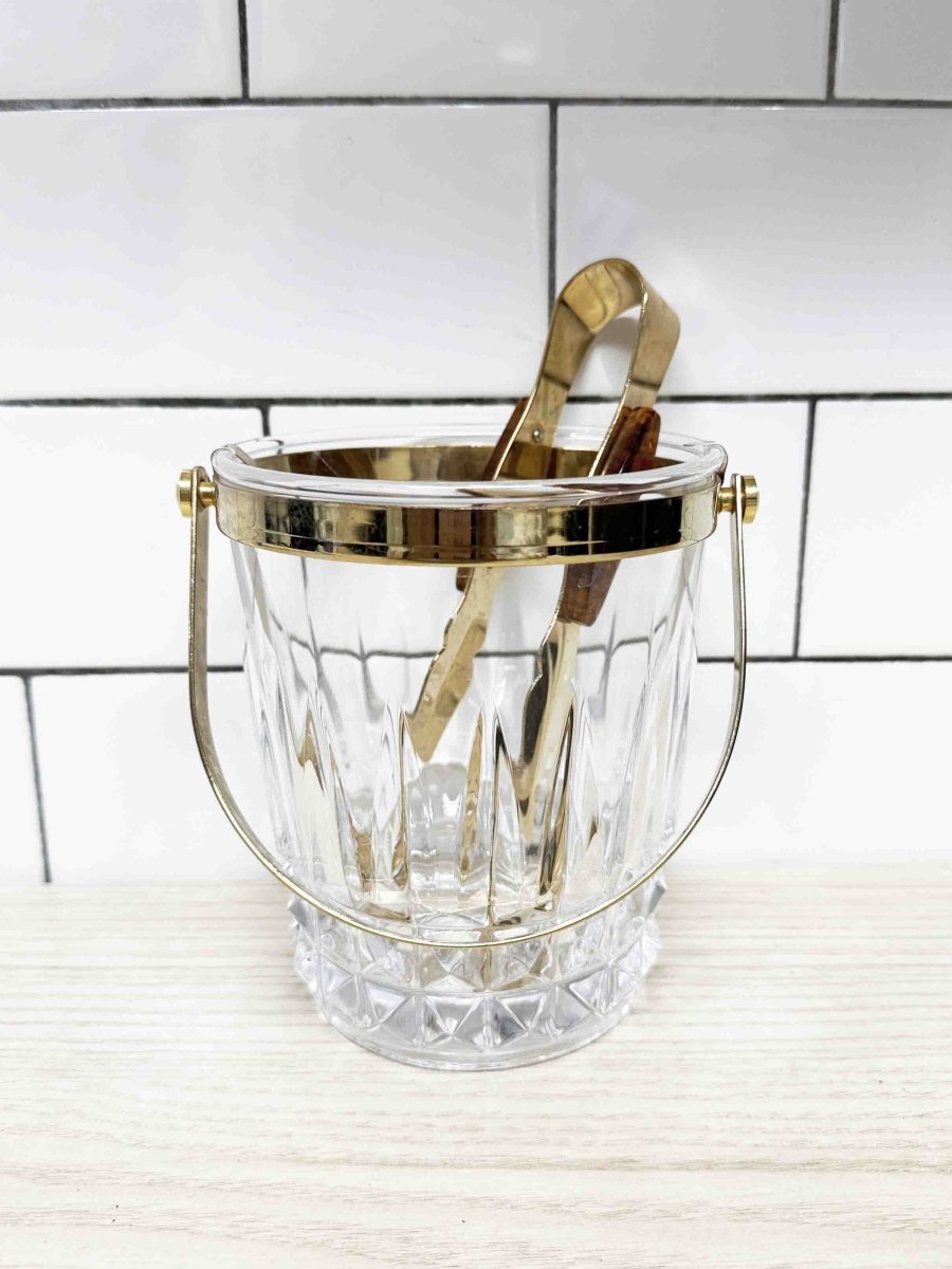 vintage crystal d'arques crystal ice bucket + tongs set | made in France - good market thrift store