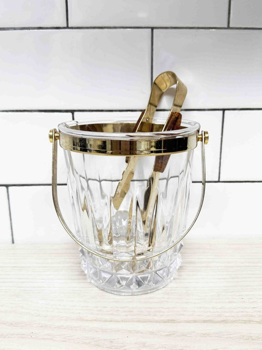 vintage crystal d'arques crystal ice bucket + tongs set | made in France - good market thrift store