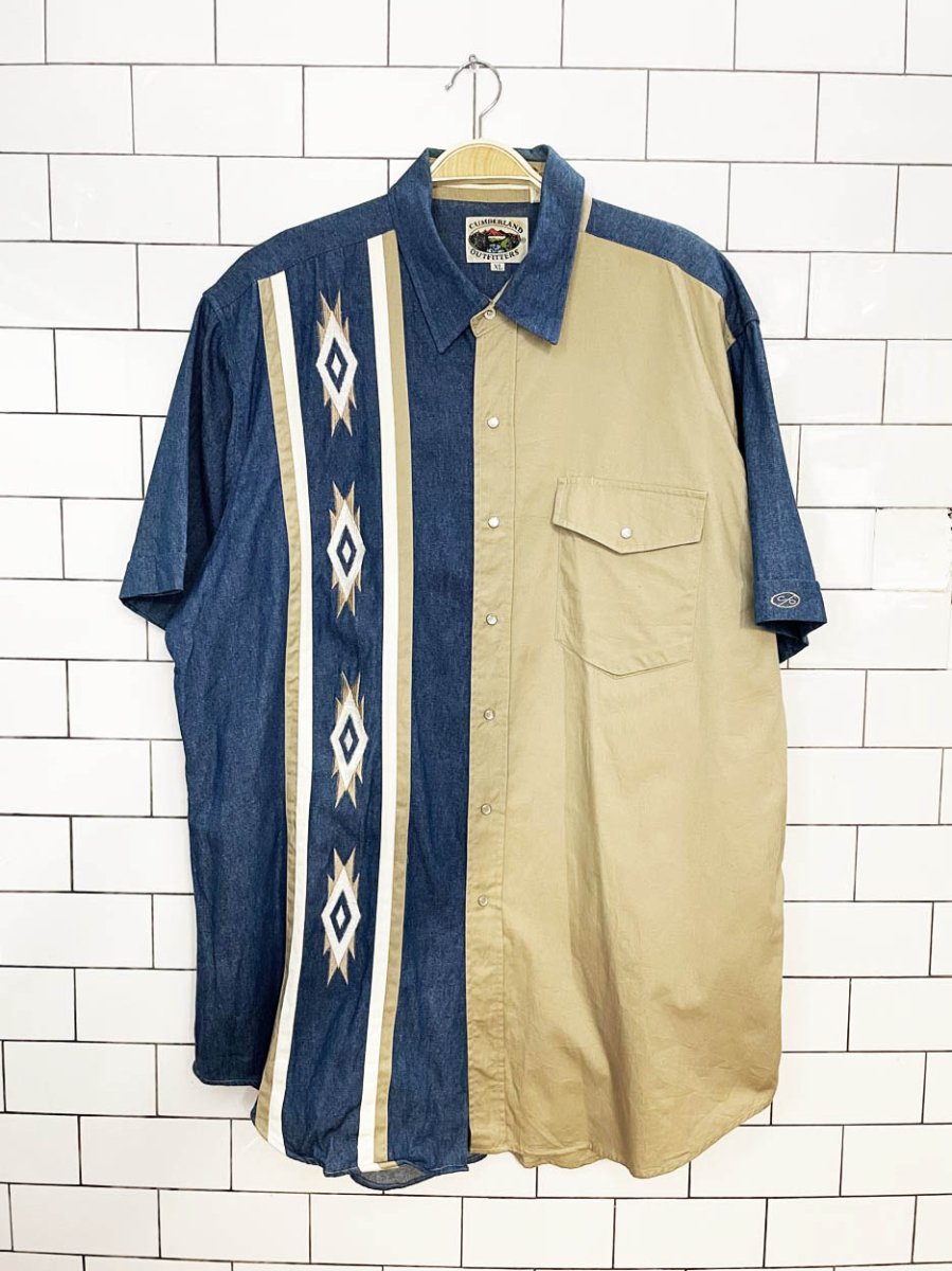 vintage cumberland outfitters southwestern denim full button shirt - good market thrift store