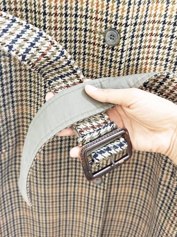 vintage daks 100% wool reversible houndstooth belted coat | made in England - good market thrift store