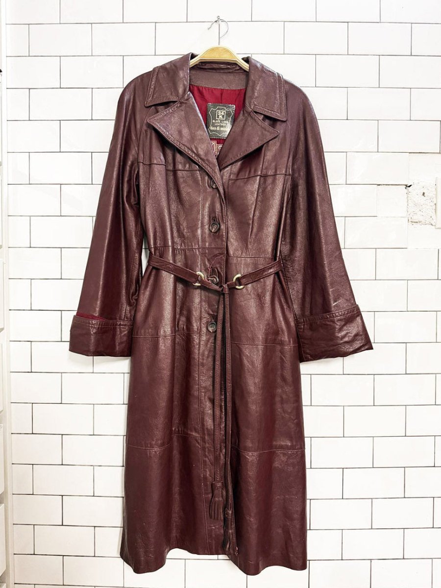 vintage dan di modes leather tassel belted long jacket | union made in USA - good market thrift store