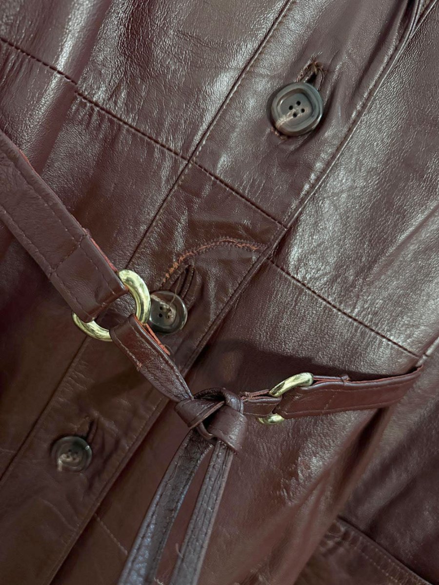 vintage dan di modes leather tassel belted long jacket | union made in USA - good market thrift store