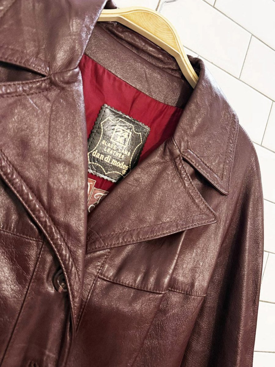 vintage dan di modes leather tassel belted long jacket | union made in USA - good market thrift store