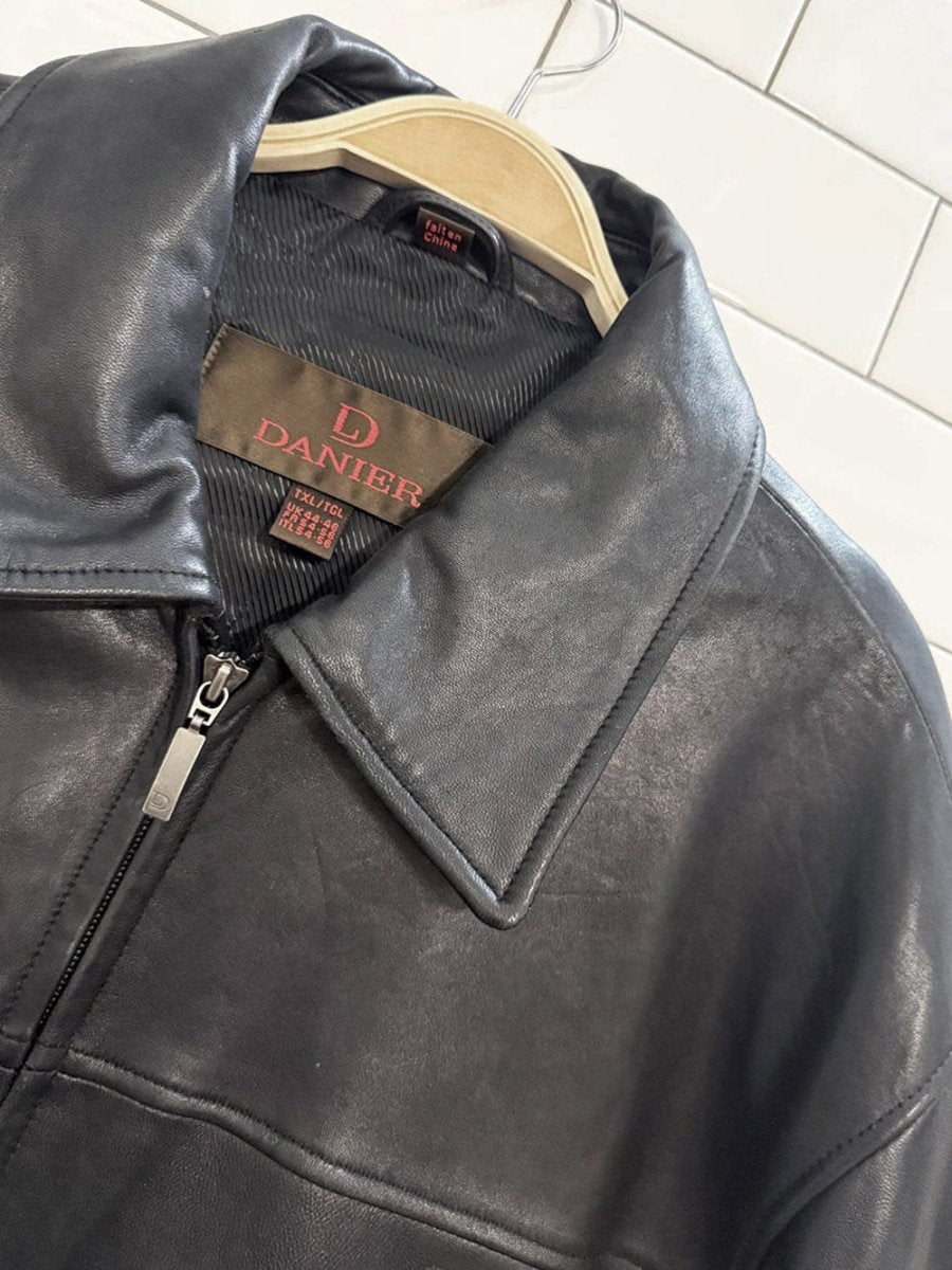 vintage danier butter leather full zip bomber jacket | lambskin - good market thrift store