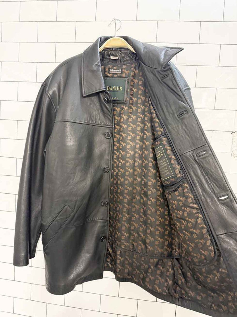 vintage danier full button oversized butter leather jacket | thinsulated lining - good market thrift store
