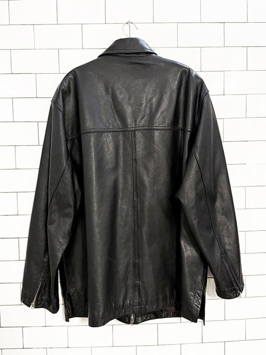 vintage danier full zip minimal leather jacket | removable liner - good market thrift store