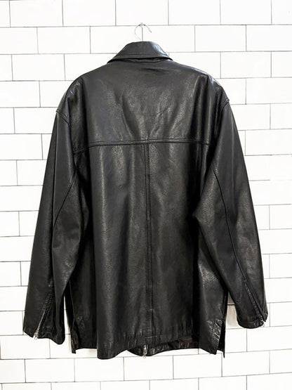vintage danier full zip minimal leather jacket | removable liner - good market thrift store