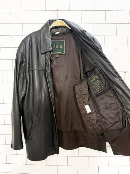 vintage danier full zip minimal leather jacket | removable liner - good market thrift store