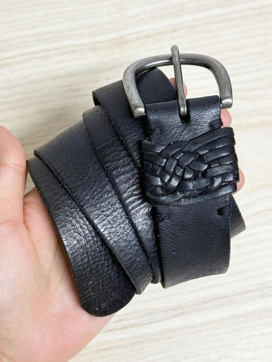 vintage danier leather braided buckle detail belt - good market thrift store