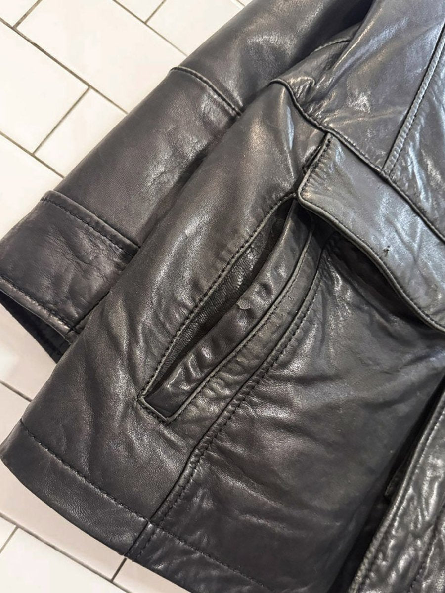 vintage danier soft leather full zip multi - pocket lined jacket - good market thrift store