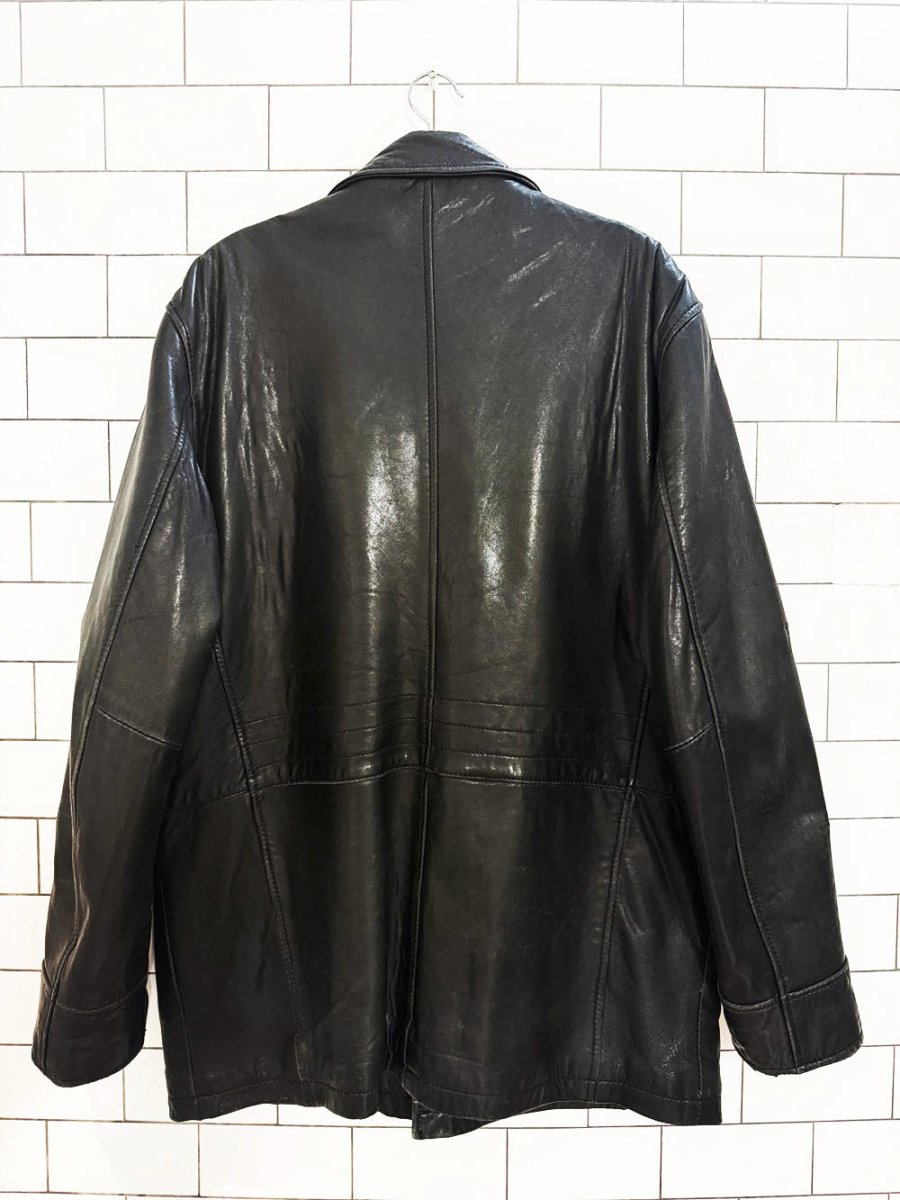 vintage danier soft leather full zip multi - pocket lined jacket - good market thrift store