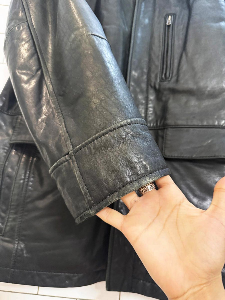 vintage danier soft leather full zip multi - pocket lined jacket - good market thrift store