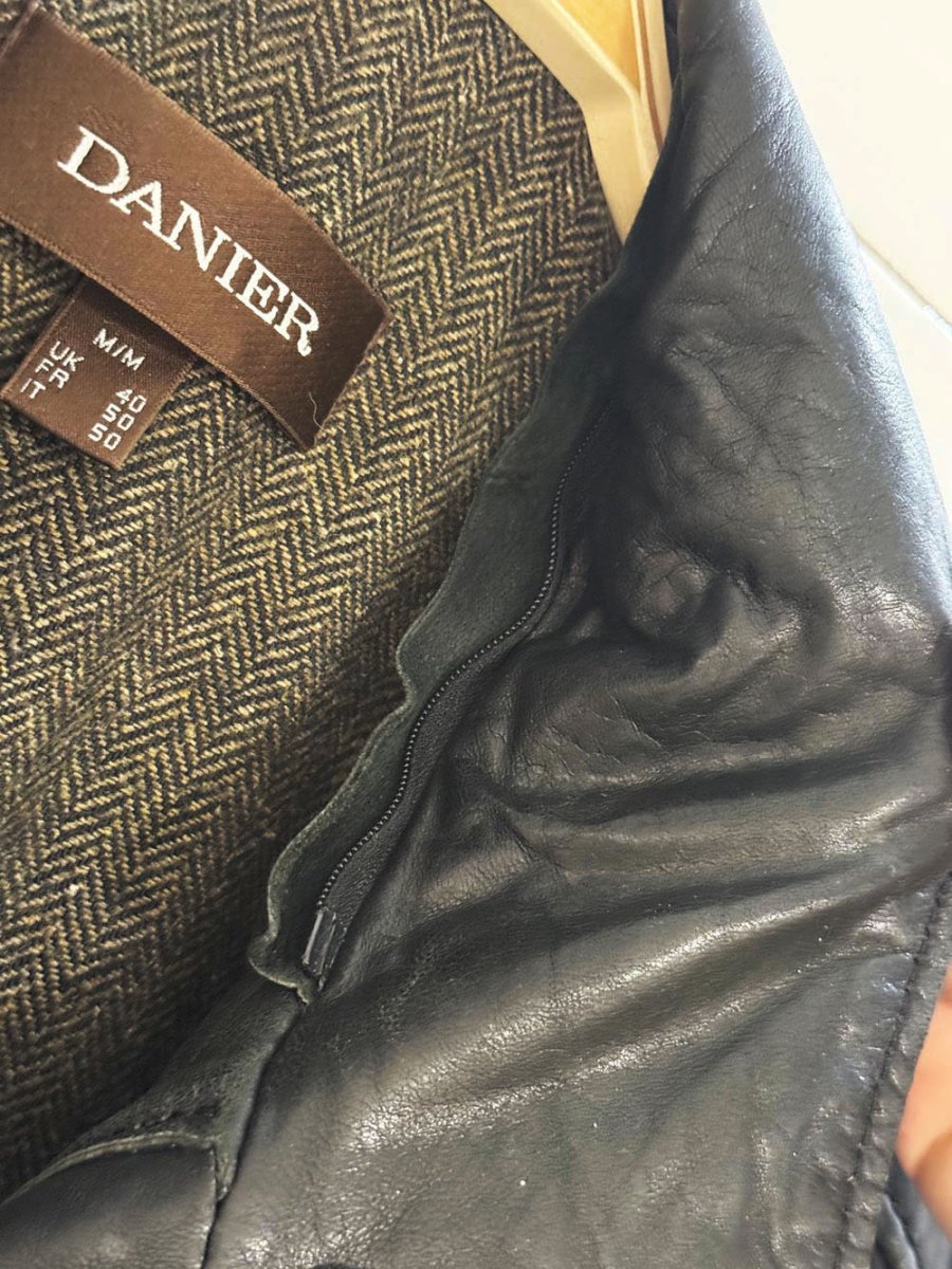 vintage danier soft leather full zip multi - pocket lined jacket - good market thrift store