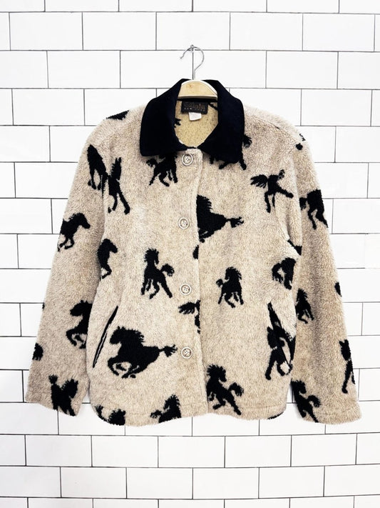 vintage david paul new york horses fleece jacket | made in USA - good market thrift store