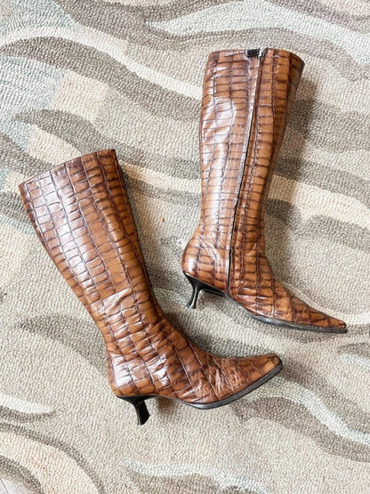 vintage davids croc embossed leather tall boots | made in Italy - good market thrift store