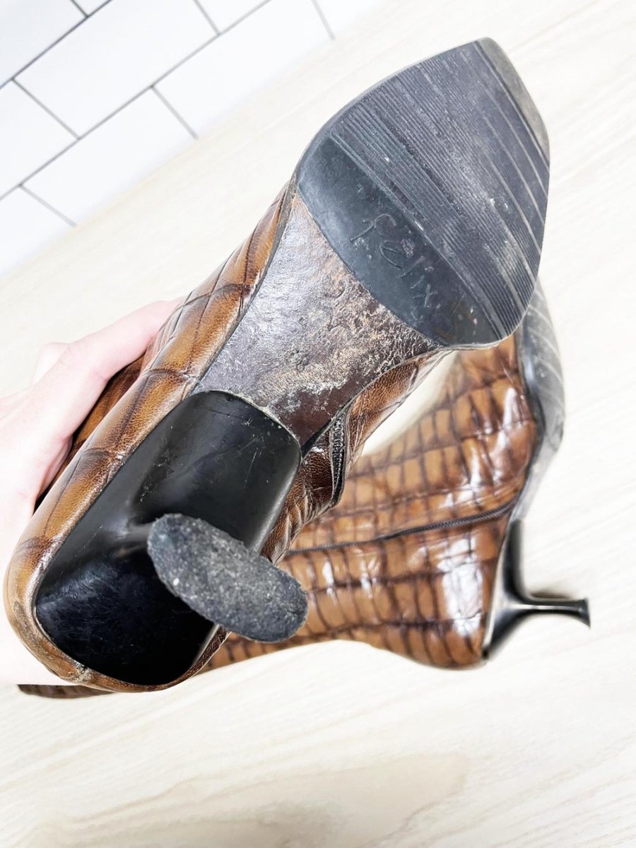 vintage davids croc embossed leather tall boots | made in Italy - good market thrift store