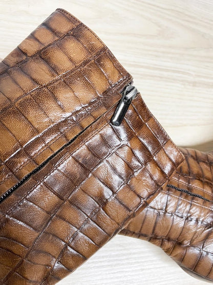 vintage davids croc embossed leather tall boots | made in Italy - good market thrift store