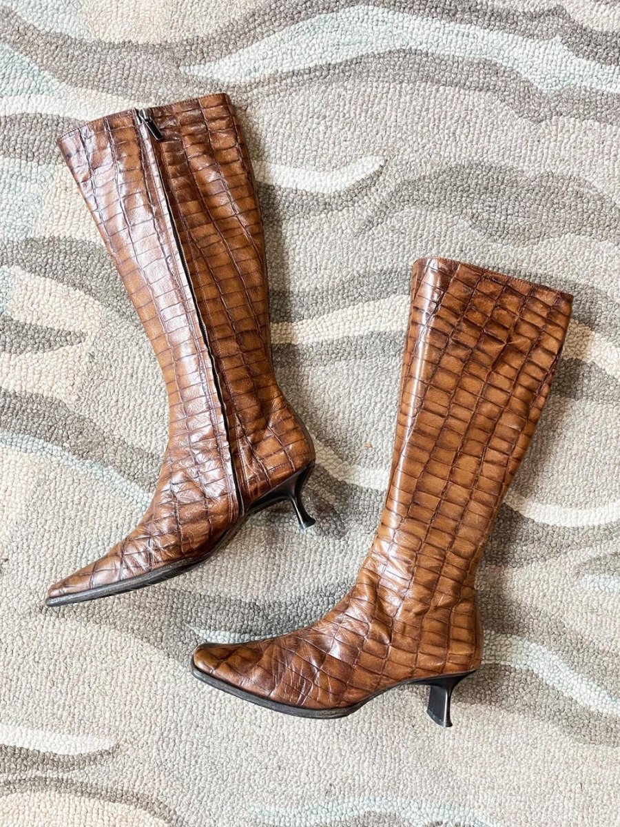 vintage davids croc embossed leather tall boots | made in Italy - good market thrift store