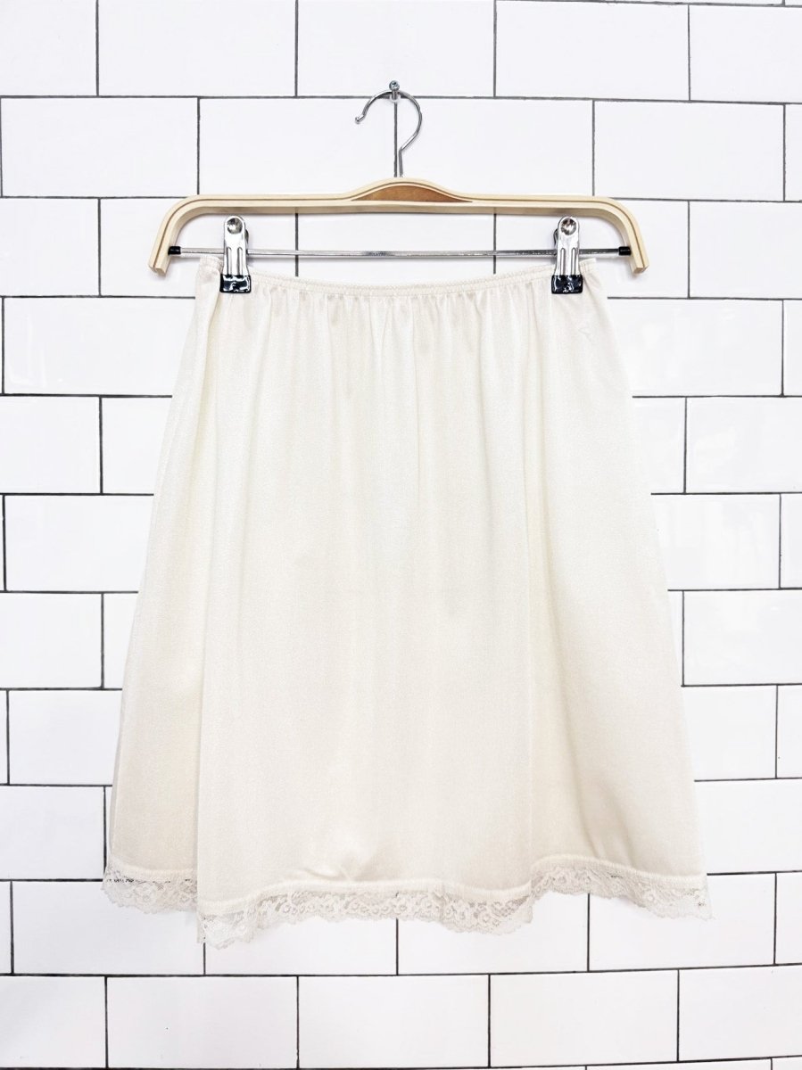 vintage deena lace trim sateen mini slip skirt | made in USA - good market thrift store