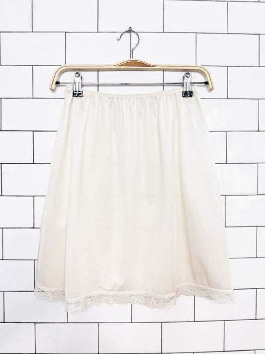 vintage deena lace trim sateen mini slip skirt | made in USA - good market thrift store