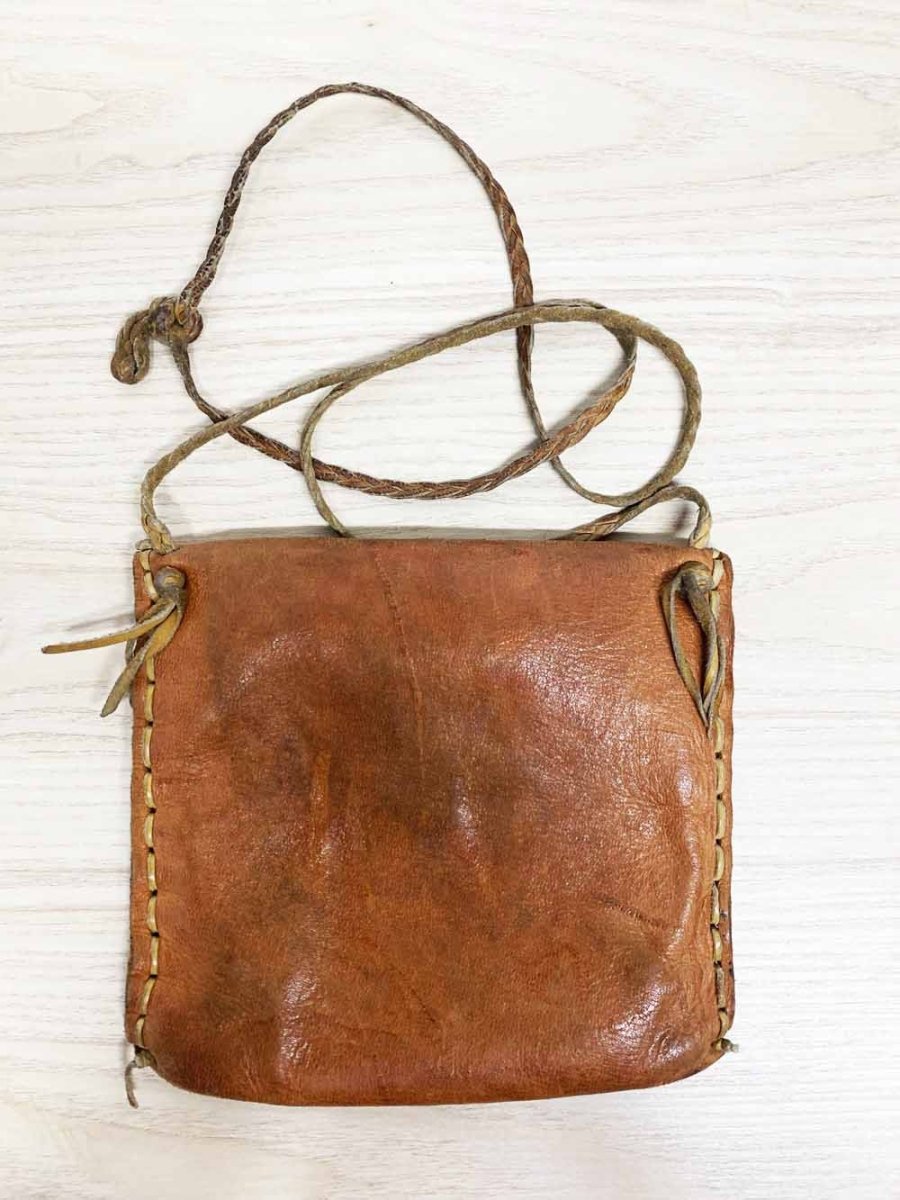 vintage deerskin leather boho leaf shoulder bag - good market thrift store