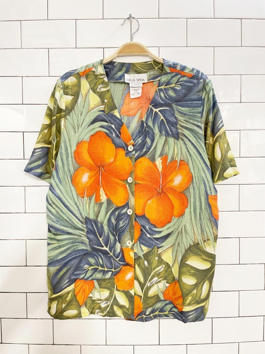 vintage della spiga tropical cabana shirt - good market thrift store