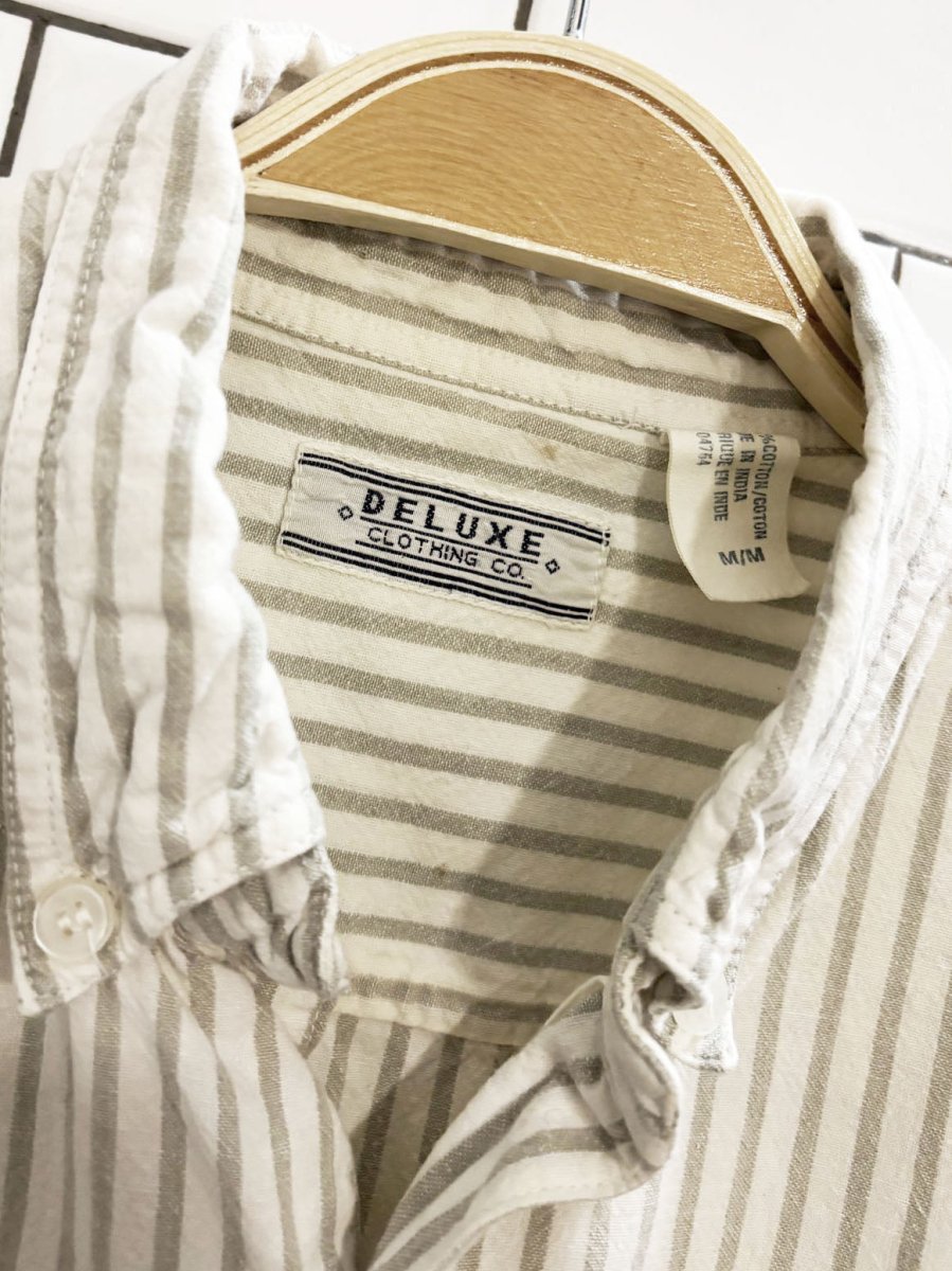vintage deluxe clothing co. striped crest pocket faded shirt | made in India - good market thrift store