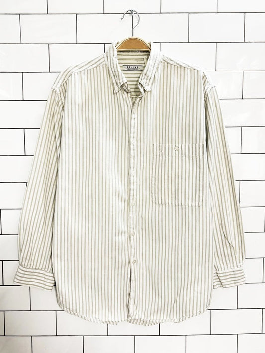 vintage deluxe clothing co. striped crest pocket faded shirt | made in India - good market thrift store