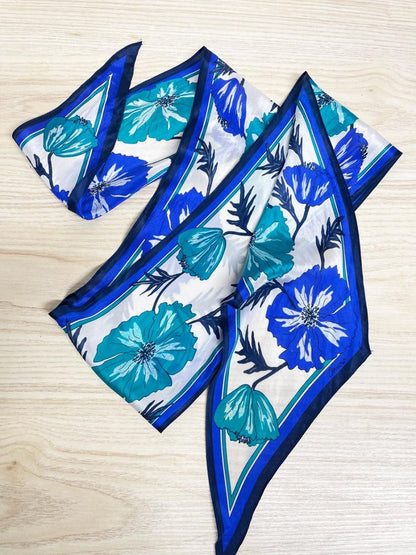 vintage demaro 100% silk floral skinny hair neck scarf - good market thrift store