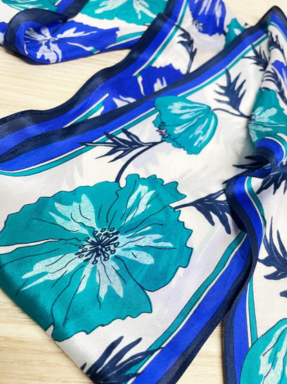 vintage demaro 100% silk floral skinny hair neck scarf - good market thrift store