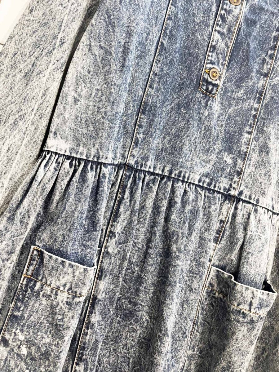 vintage denim acid wash long sleeve maxi dress - good market thrift store