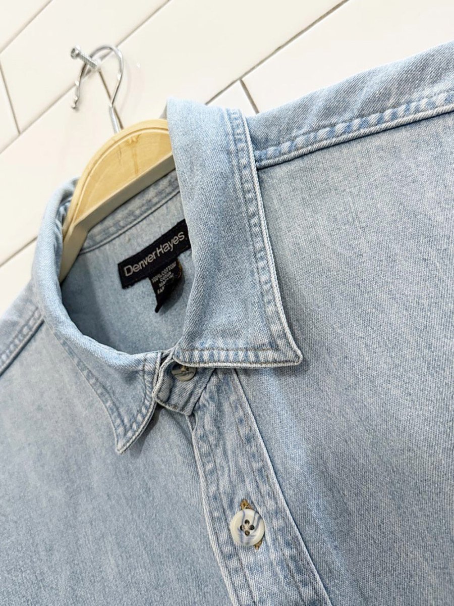 vintage denver hayes double pocket cropped denim shirt - good market thrift store