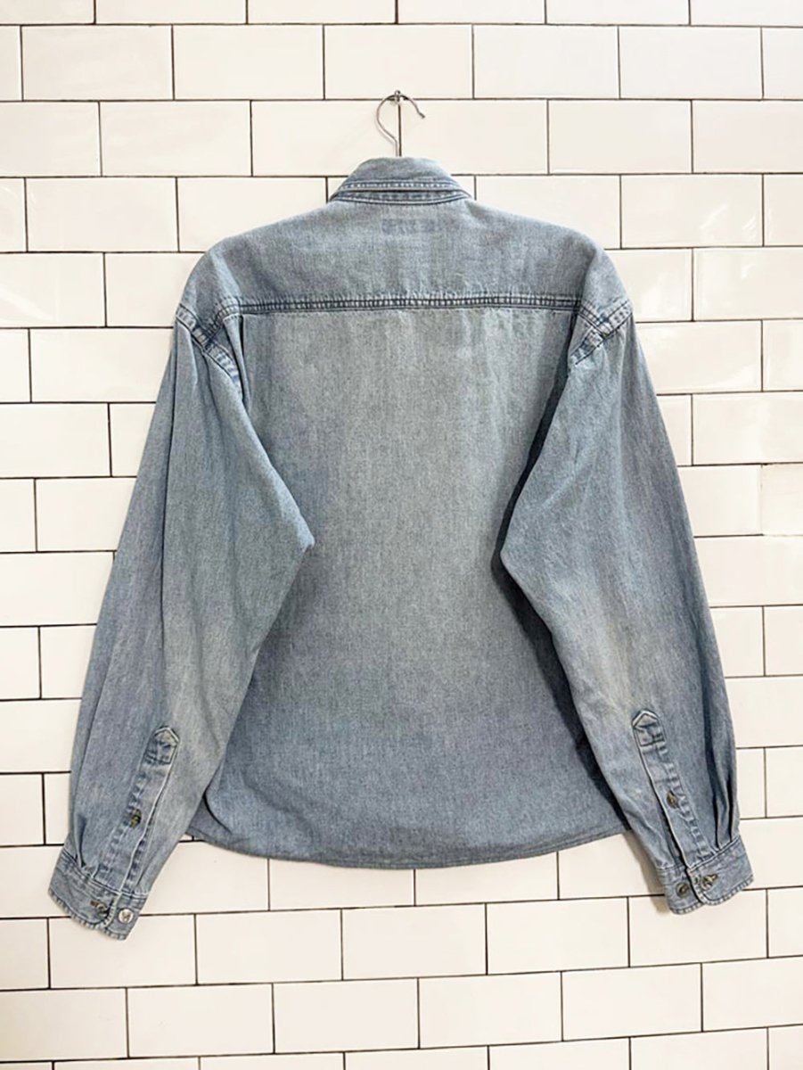 vintage denver hayes double pocket cropped denim shirt - good market thrift store