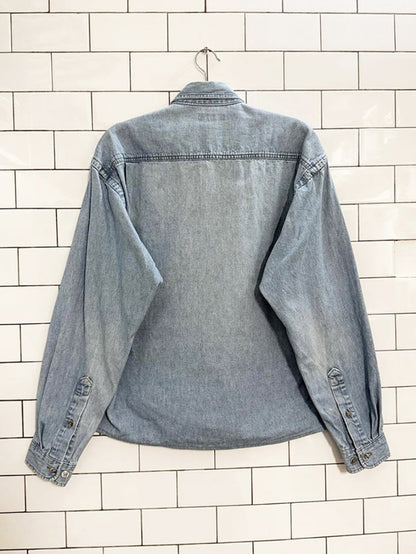 vintage denver hayes double pocket cropped denim shirt - good market thrift store