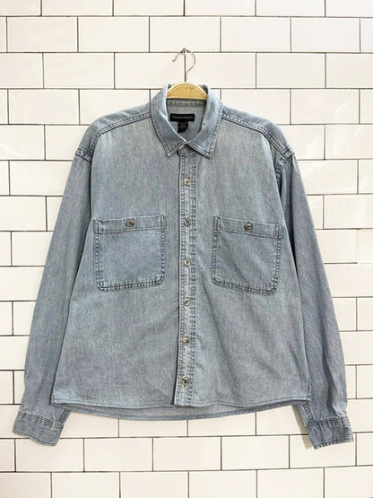 vintage denver hayes double pocket cropped denim shirt - good market thrift store