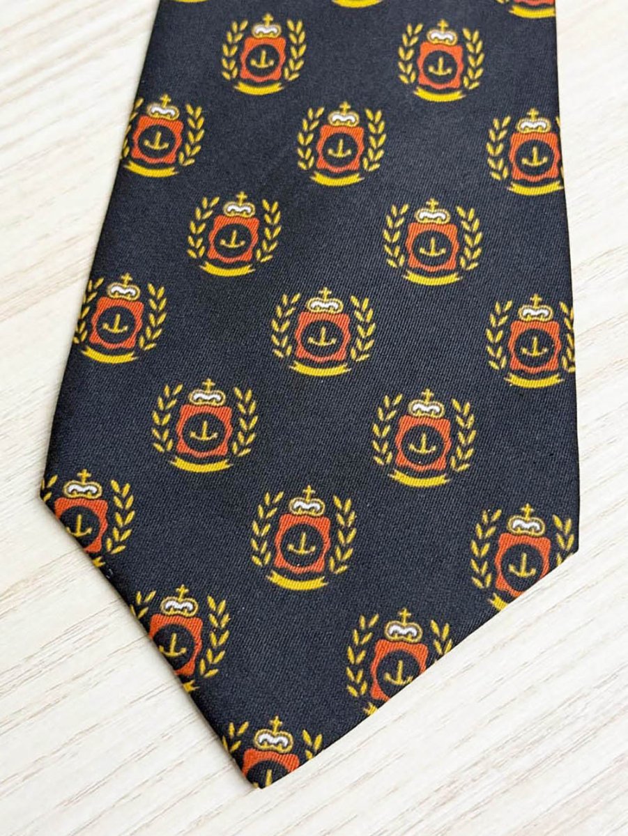 vintage der herren ausstafter silk anchor crest neck tie - good market thrift store