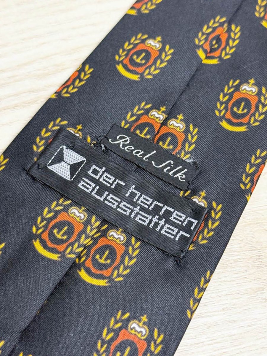 vintage der herren ausstafter silk anchor crest neck tie - good market thrift store