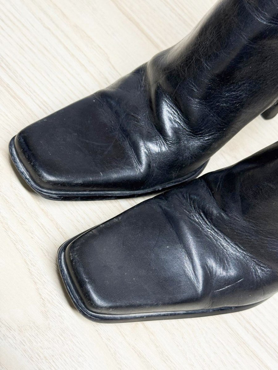 vintage diba USA leather square toe skinny heeled boot | made in Brazil - good market thrift store