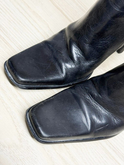 vintage diba USA leather square toe skinny heeled boot | made in Brazil - good market thrift store