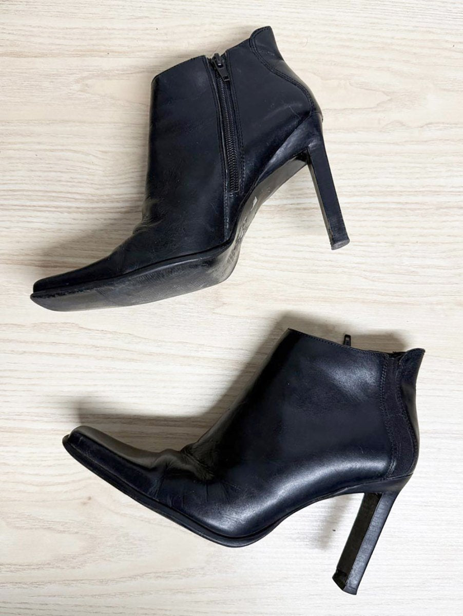 vintage diba USA leather square toe skinny heeled boot | made in Brazil - good market thrift store