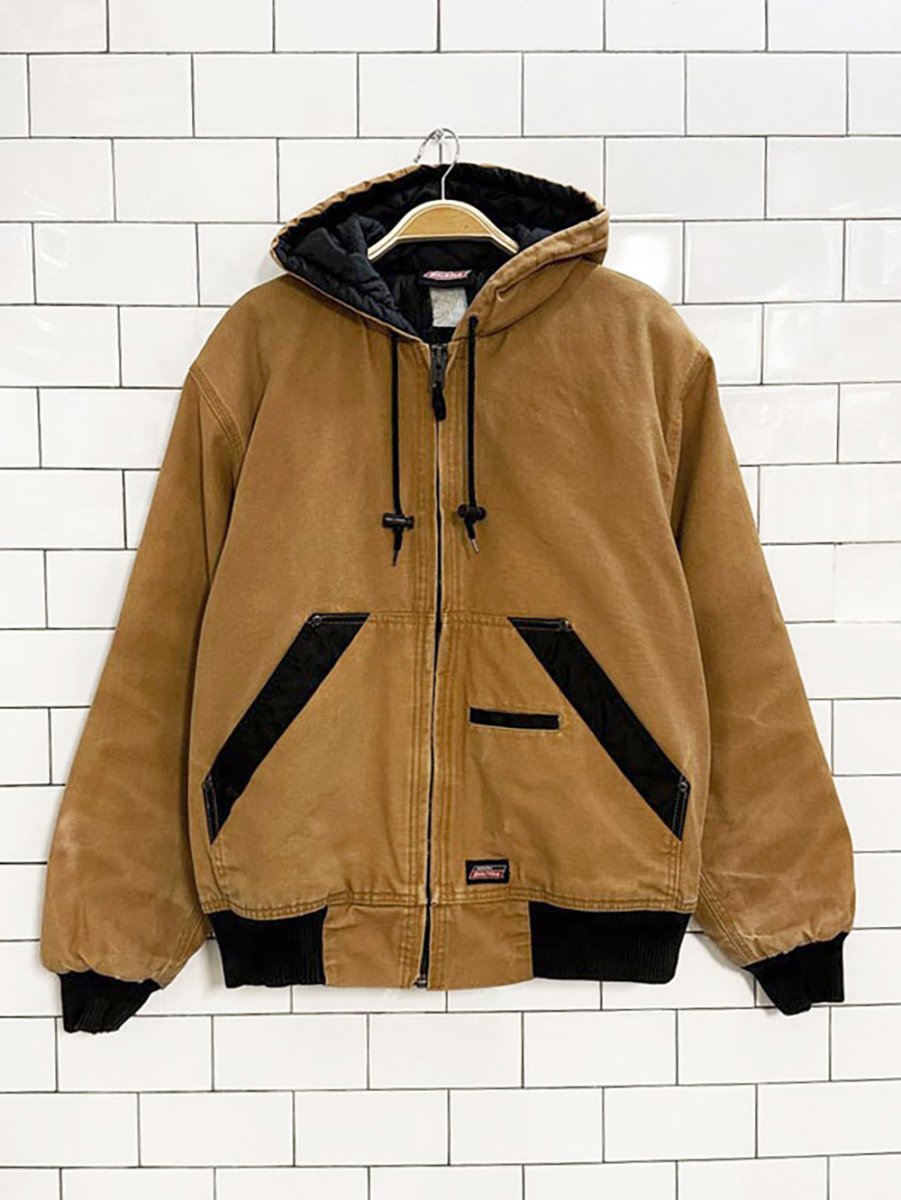 vintage dickies duck canvas quilted full zip hooded work jacket - good market thrift store