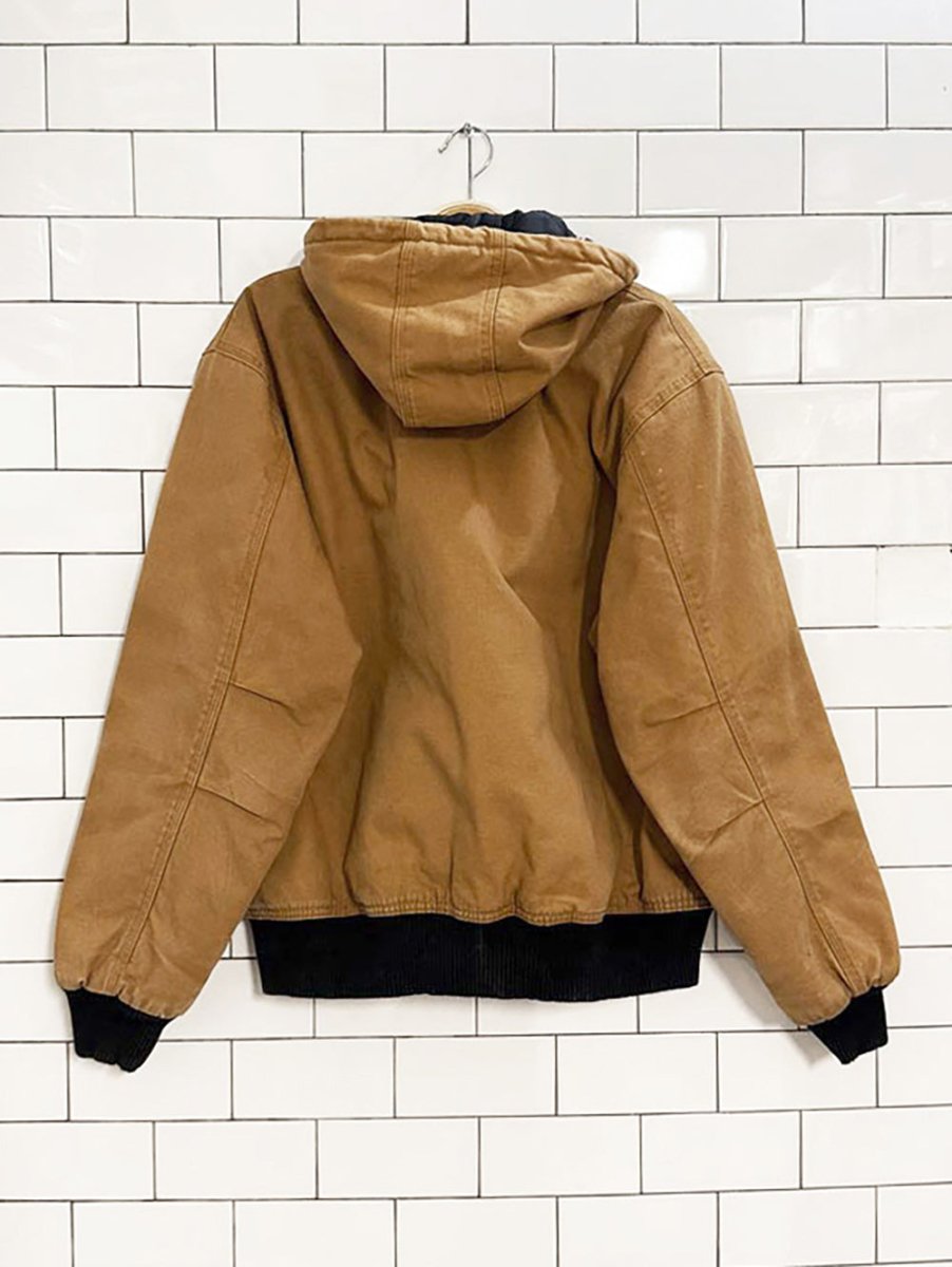 vintage dickies duck canvas quilted full zip hooded work jacket - good market thrift store