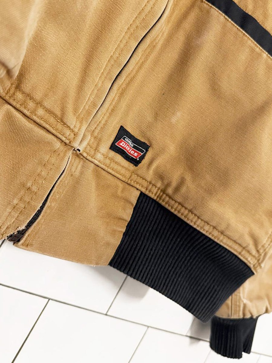 vintage dickies duck canvas quilted full zip hooded work jacket - good market thrift store