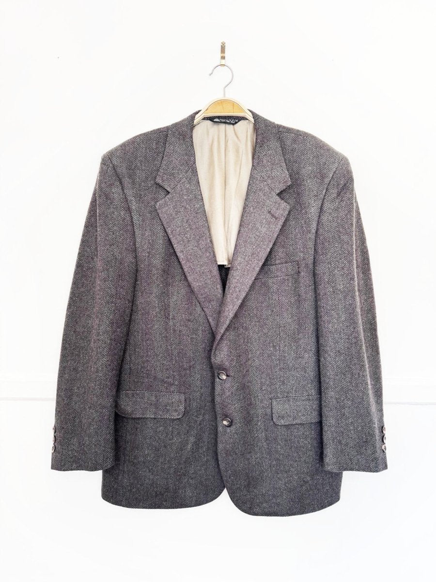 vintage doncaster 100% wool herringbone tweed blazer | union made in USA - good market thrift store