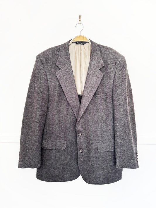 vintage doncaster 100% wool herringbone tweed blazer | union made in USA - good market thrift store