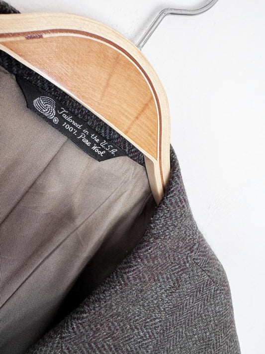 vintage doncaster 100% wool herringbone tweed blazer | union made in USA - good market thrift store