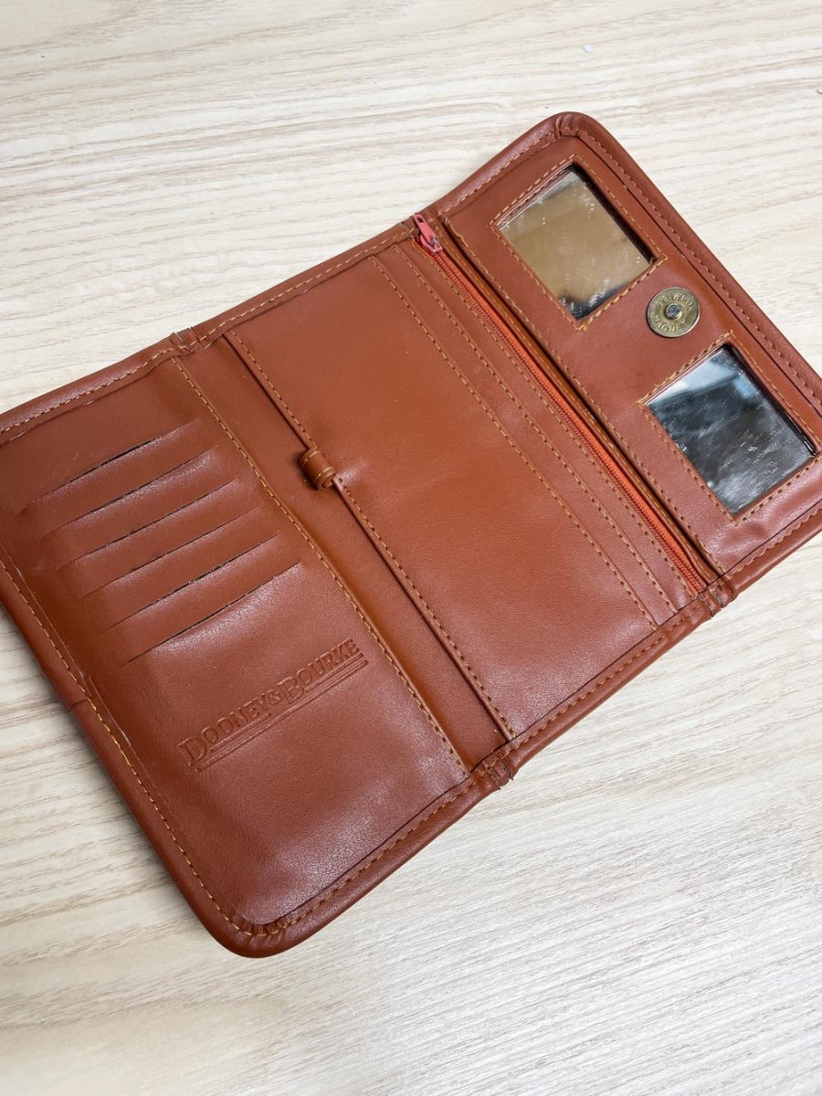 vintage dooney & bourke pebbled leather two - tone wallet - good market thrift store