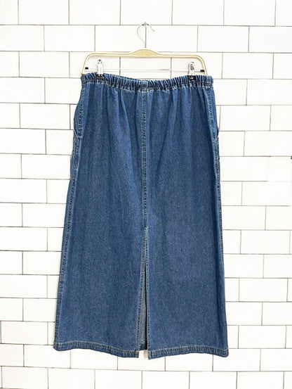 vintage drawstring denim midi skirt - good market thrift store